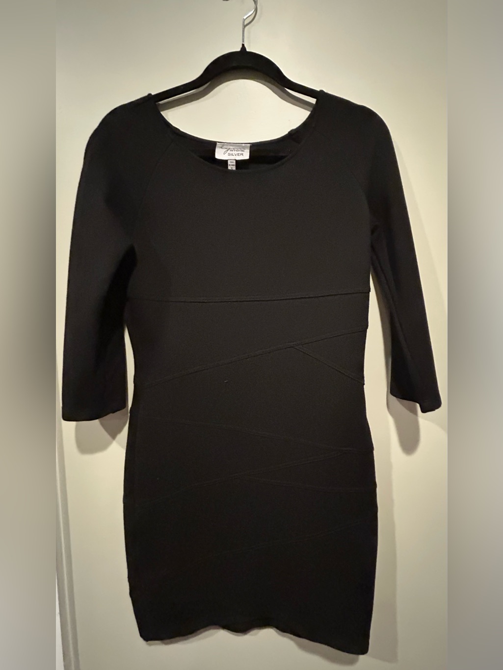 Lynn Ritchie Silver Black Sheath Dress - Classic 3/4 Sleeve